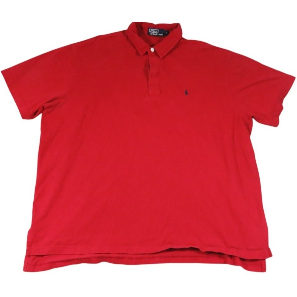 VTG Kong Polo Ralph Lauren Shirt Men XL Red Blue Pony Slit High‎ Low Performance